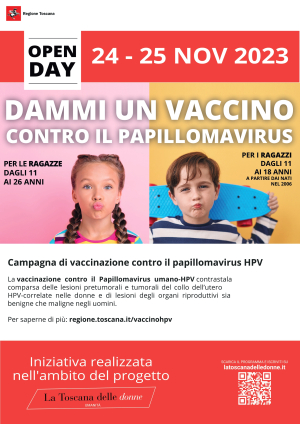 Papilloma virus, open day il 24 e 25 novembre anche nell&#039;ASL Toscana nord ovest