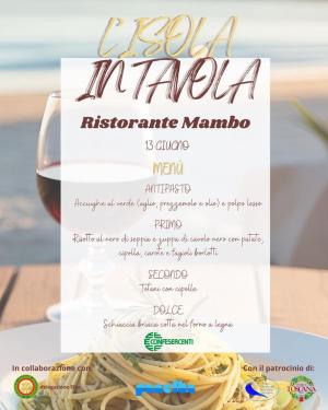 L&#039;Isola in Tavola: cena conclusiva al ristorante pizzeria &quot;Mambo&quot; di Rio Marina