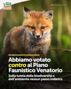 Alleanza Verdi Sinistra ha votato contro il Piano Faunistico Venatorio della Regione Toscana