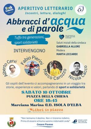"Abbracci d'acqua e di parole": a Marciana Marina l'aperitivo letterario tra sport e solidarietà