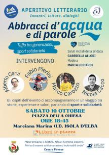 "Abbracci d'acqua e di parole": a Marciana Marina l'aperitivo letterario tra sport e solidarietà