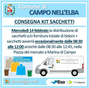 Campo: variazione orario consegna kit raccolta differenziata