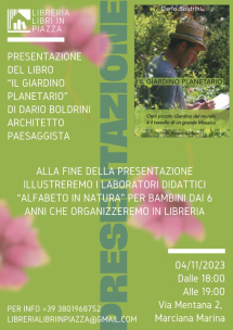 La Libreria 'Libri in Piazza' presenta "Il giardino planetario" di Dario Boldrini
