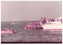 Gaetano e la partenza delle barche al Palio Remiero Elbano