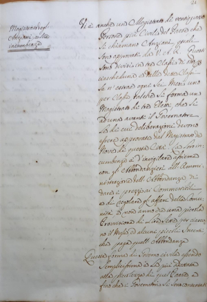 Secolo XVIII. Portoferraio, Magistrato degli Anziani e la privativa per lo smercio di carne e commestibili (parte 7)