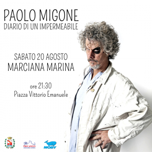 Il cabarettista Paolo Migone a Marciana Marina con il suo “Diario di un Impermeabile”