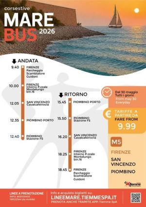 Il 30 maggio riparte il servizio MAREBUS che collega Firenze con l'Elba