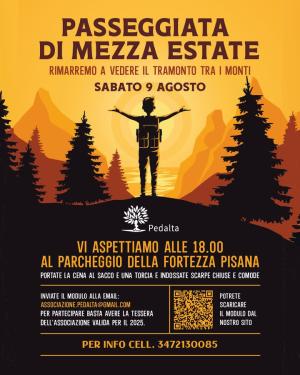 Passeggiata al tramonto tra i monti: appuntamento di mezza estate con l&#039;associazione Pedalta