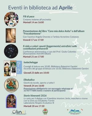 Gli appuntamenti del mese di Aprile in biblioteca a Campo