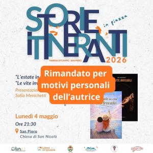 Rimandato l'evento con l'autrice Sofia Menichetti a San Piero