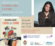 In biblioteca a Campo la presentazione del libro "L'osso del cuore" di Valentina Santini