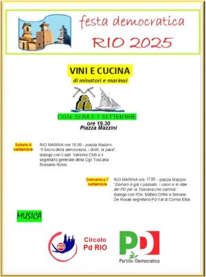 Festa Democratica a Rio, gli incontri in programma