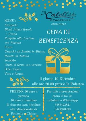 Il 19 dicembre cena di beneficenza a Pomonte