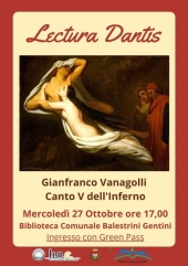 "Ripartire da Dante": con Gianfranco Vanagolli la lettura del canto V dell'Inferno