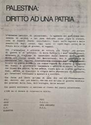"Palestina: diritto ad una patria" in un volantino del 1990