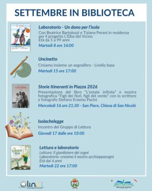 Il programma degli eventi di settembre in biblioteca a Campo