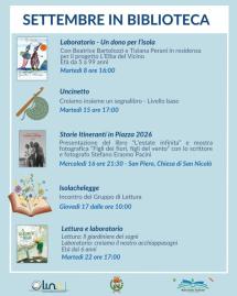 Il programma degli eventi di settembre in biblioteca a Campo