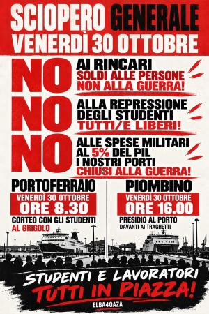 30 ottobre: sciopero generale, studenti e lavoratori in piazza a Portoferraio e Piombino